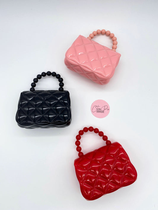 Mini Purse - Argyle w/ Pearl Handle