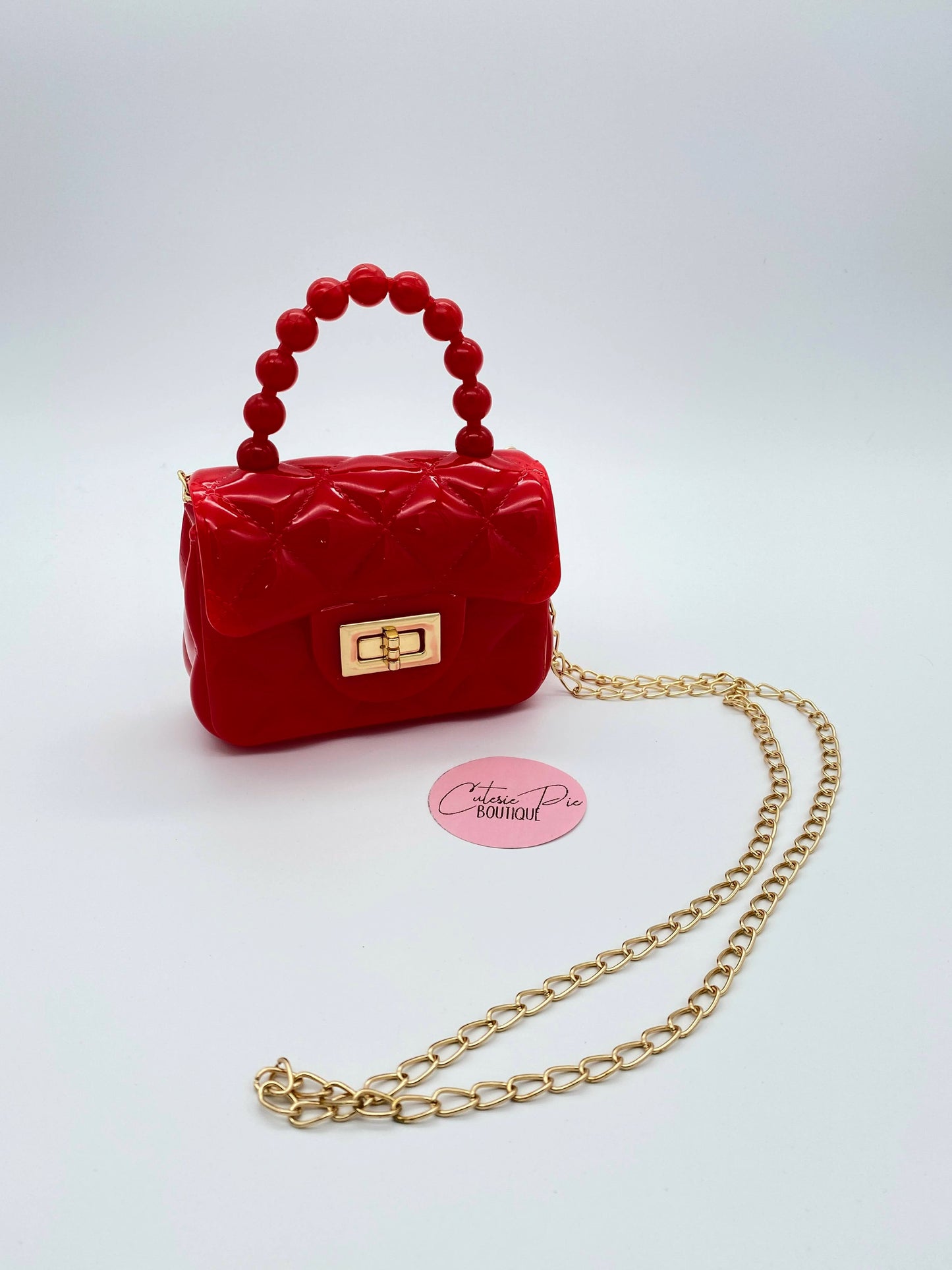 Mini Purse - Argyle w/ Pearl Handle