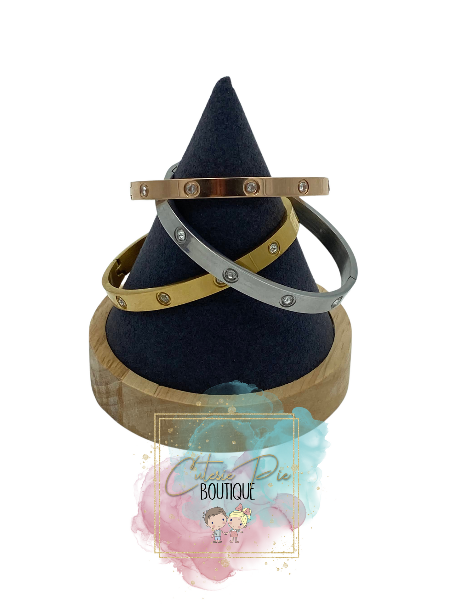 STAINLESS JEWELRY - 10 Stone Bling Bangle / Bracelet