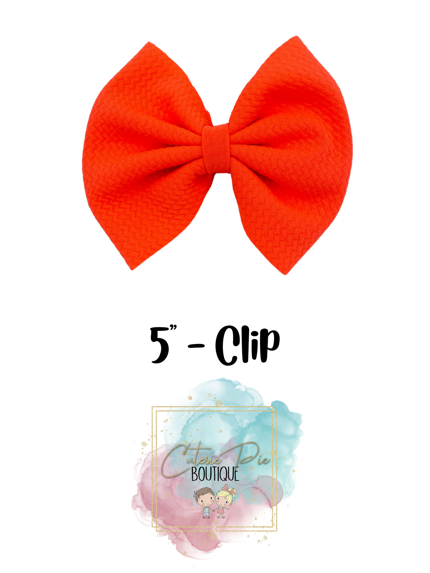 5" Cutesie Fabric Hair Bow - SOLID COLORS