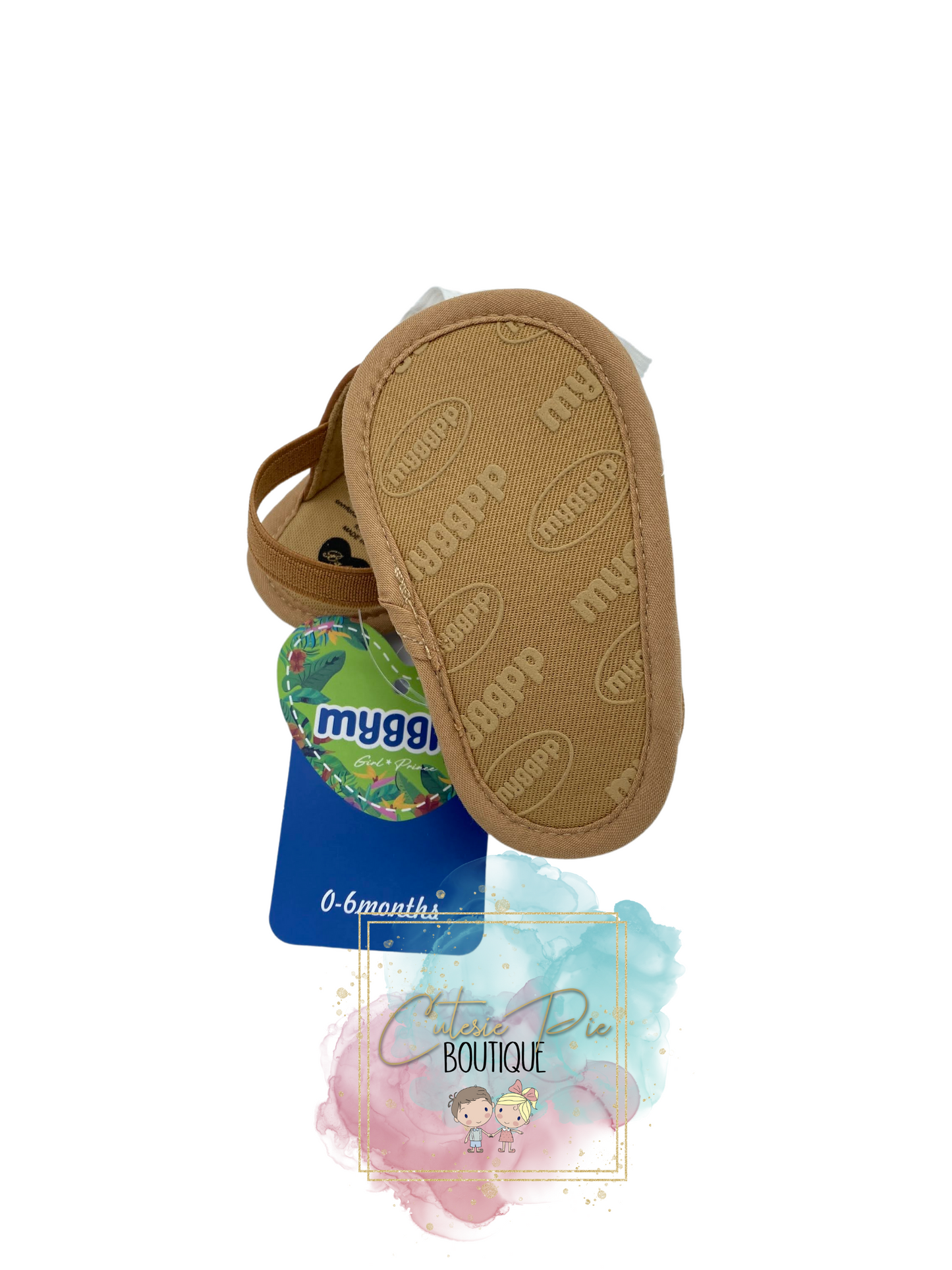 Baby Ruffle Sandal { White / Brown}