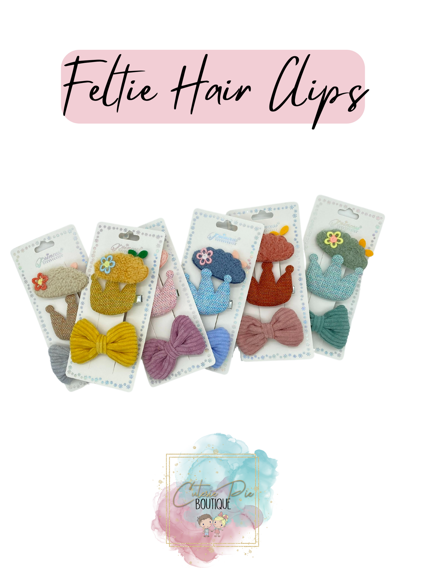 Cutesie Feltie Hair Clip 3 PACK