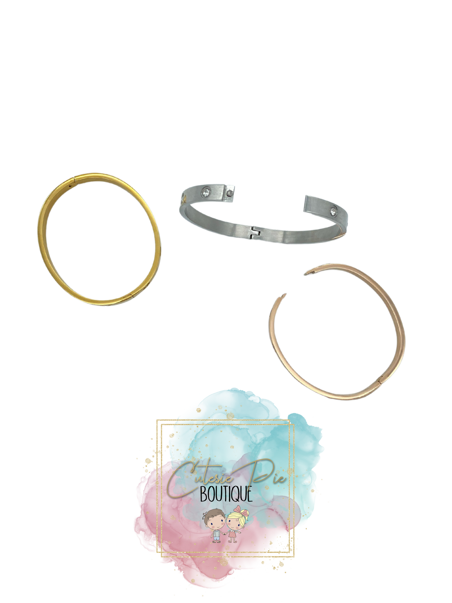 STAINLESS JEWELRY - 10 Stone Bling Bangle / Bracelet