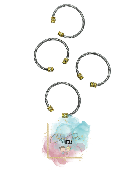 STAINLESS JEWELRY - Cable Wire Rhinestone Bangle / Bracelet