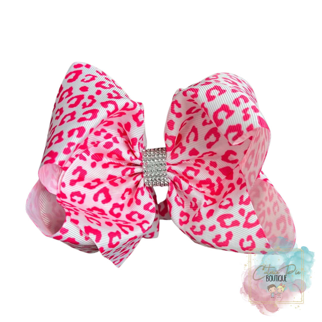 7.5" XL Dbl Layer Hair Bow w/ Rhinestone