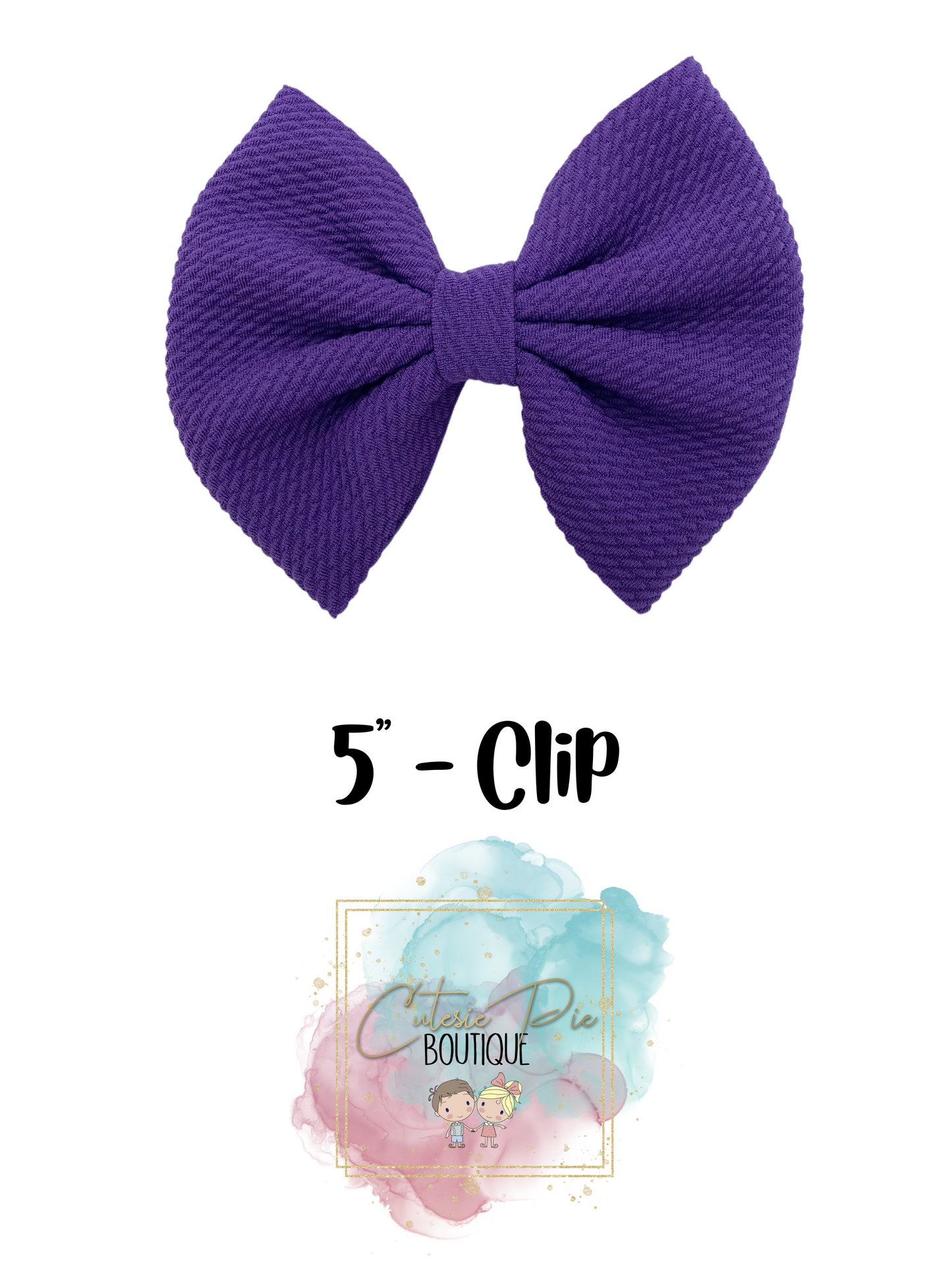 5" Cutesie Fabric Hair Bow - SOLID COLORS