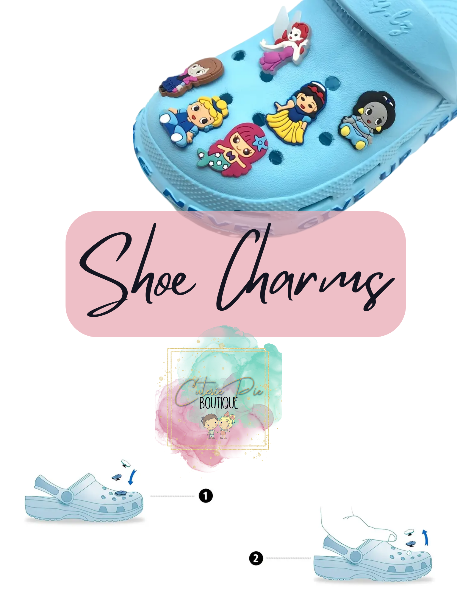 Disney Shoe Charms Crocs, Disney Princess Croc Charms
