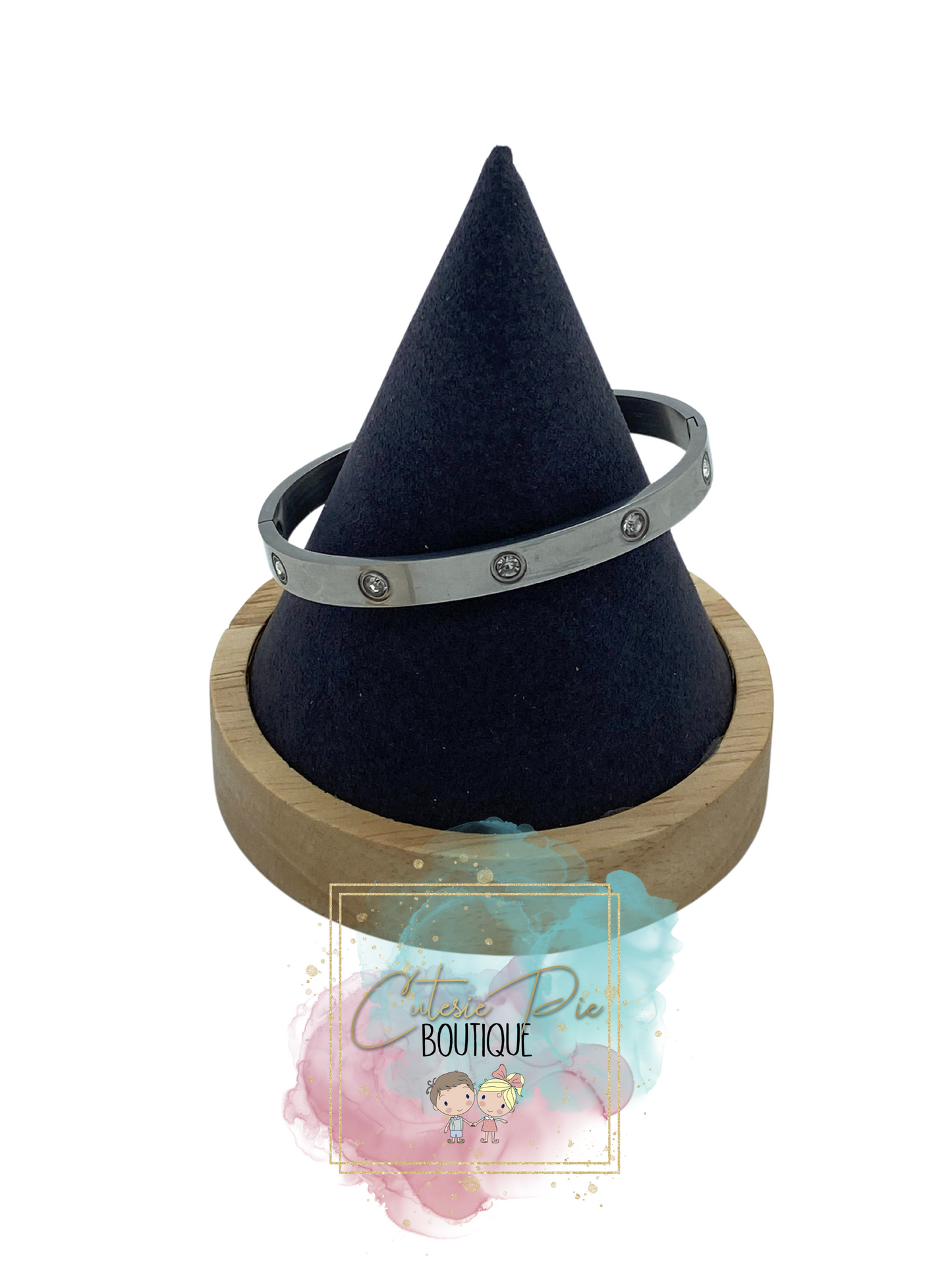 STAINLESS JEWELRY - 10 Stone Bling Bangle / Bracelet