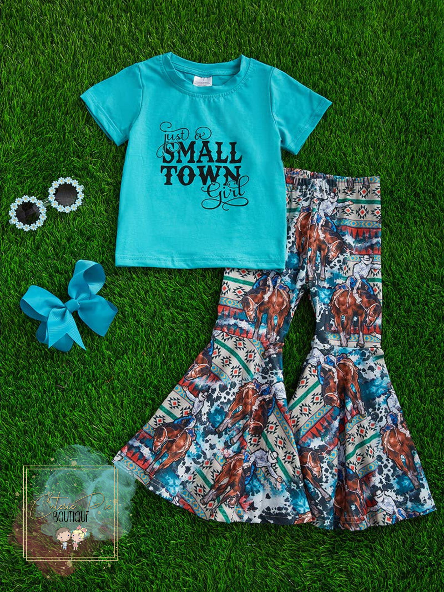 Girls Set - Just a Small Town Girl - Graphic Tee & Bell Bottoms