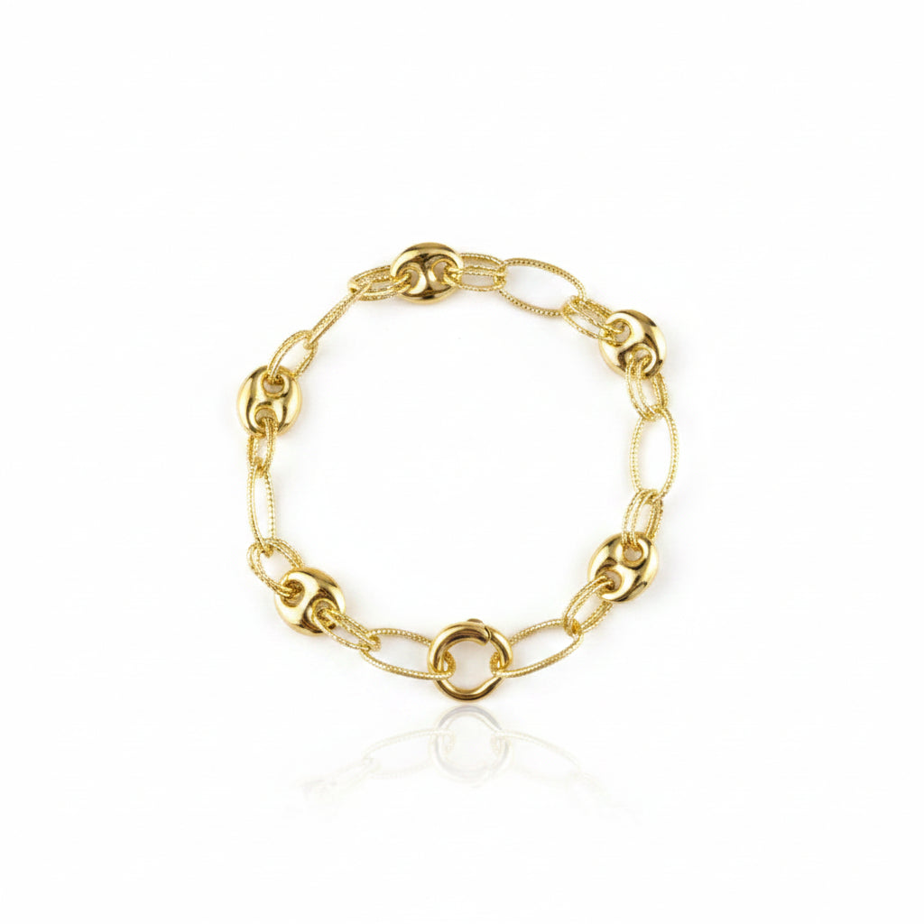 GOLD FILLED - BRACELET - CUTESIE FANCY MIX PUFF MARINER 3MM