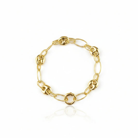 GOLD FILLED - BRACELET - CUTESIE FANCY MIX PUFF MARINER 3MM