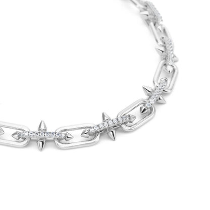 Pavé Trident Link Necklace | Gold or White Gold | Premium Gold Plated