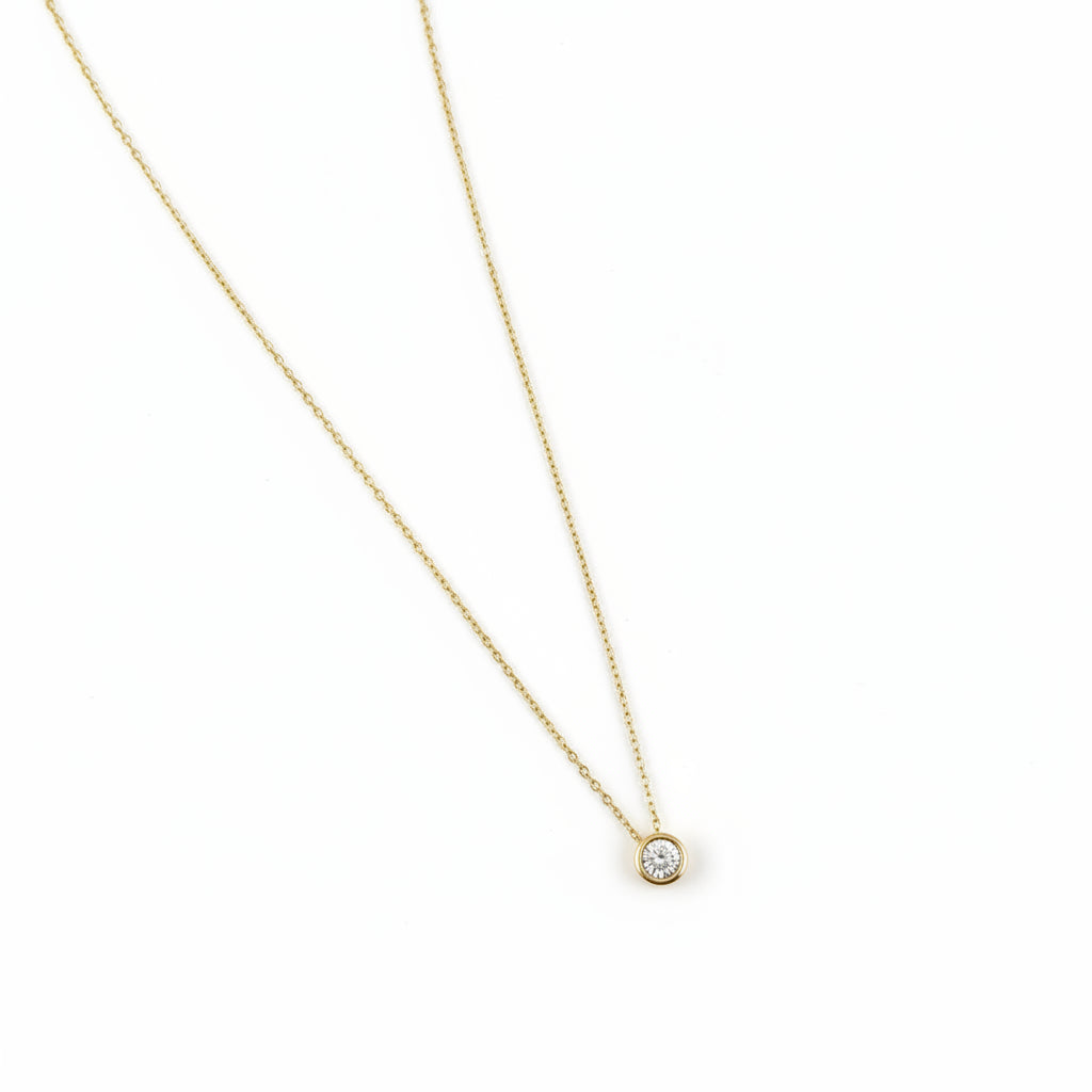 GOLD FILLED - NECKLACE - CZ SOLITARE BEZEL