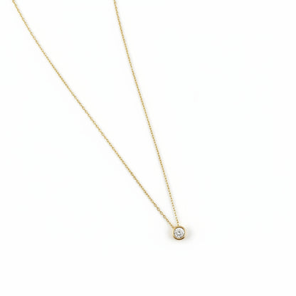 GOLD FILLED - NECKLACE - CZ SOLITARE BEZEL