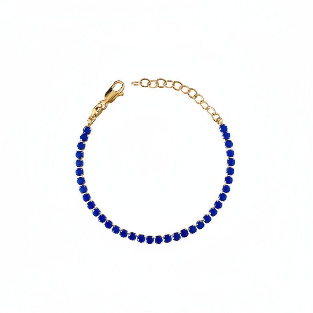 GOLD FILLED - TENNIS BRACELET - CZ ROYAL BLUE 3MM
