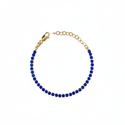GOLD FILLED - TENNIS BRACELET - CZ ROYAL BLUE 3MM