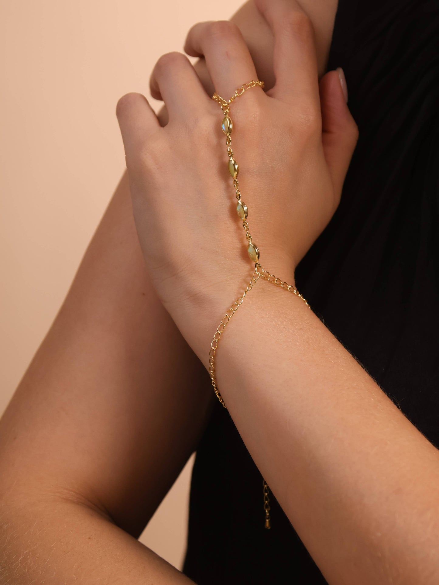 Marquise Opal Hand Chain | 18K Gold Filled