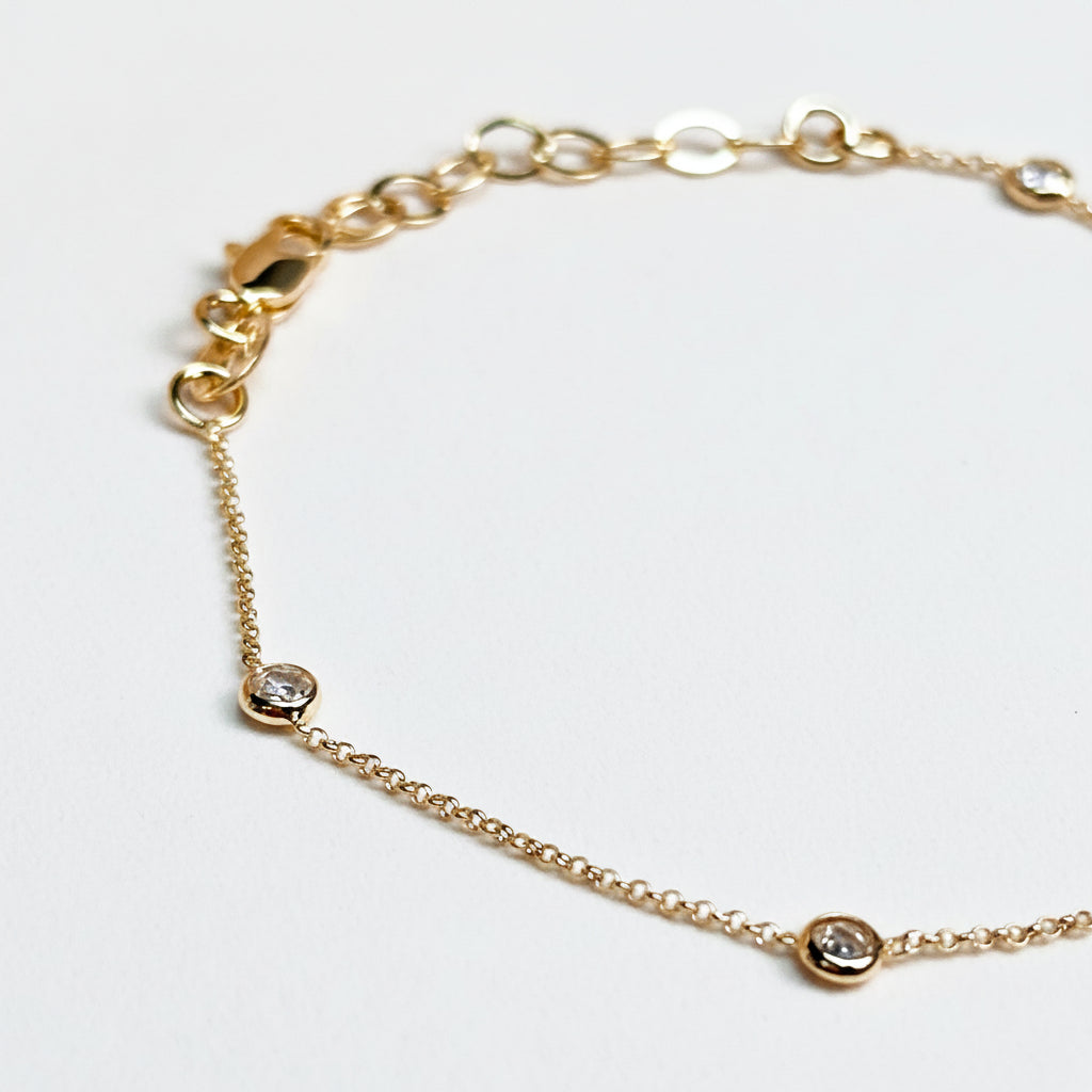 GOLD FILLED - BRACELET - CZ STATION BEZEL SET