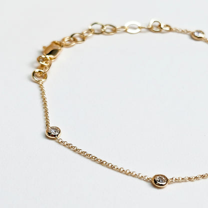 GOLD FILLED - BRACELET - CZ STATION BEZEL SET