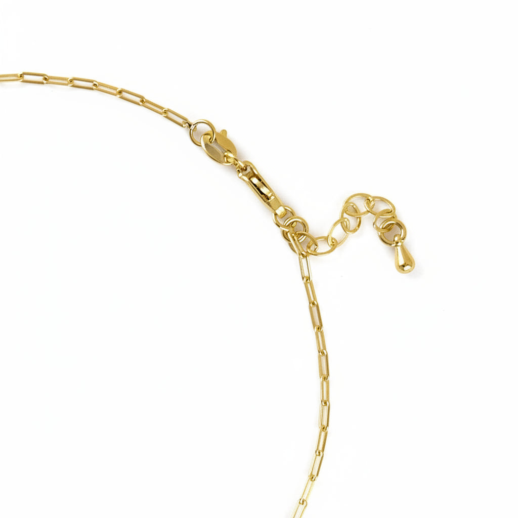 GOLD FILLED - NECKLACE - PAPERCLIP W/ ROUND LINK CHARM
