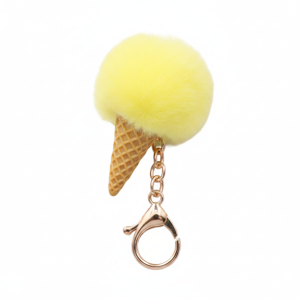 Ice Cream Cone Pom Pom | Bag Charm & Keychain Accessory