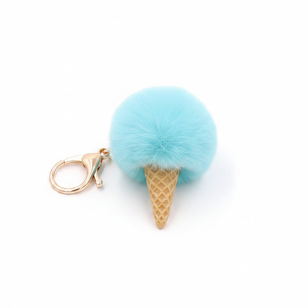 Ice Cream Cone Pom Pom | Bag Charm & Keychain Accessory