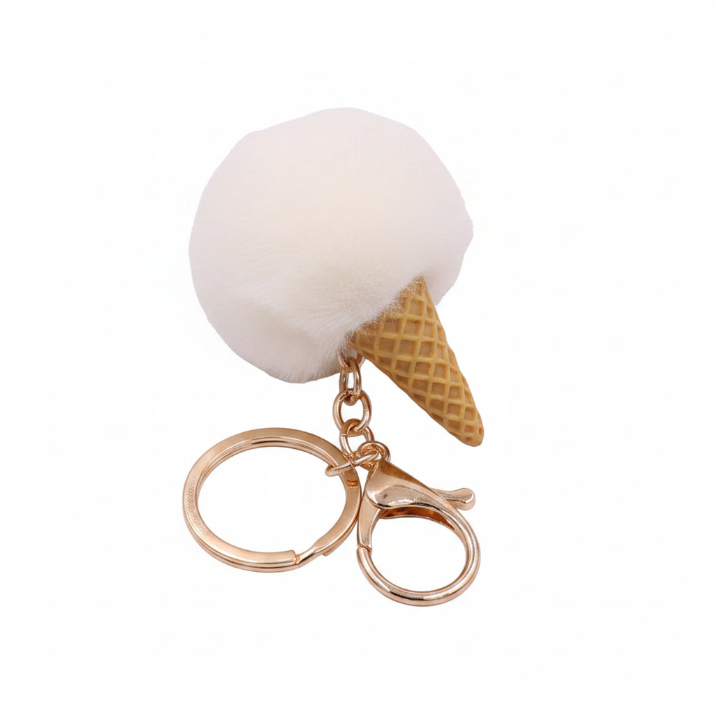 Ice Cream Cone Pom Pom | Bag Charm & Keychain Accessory