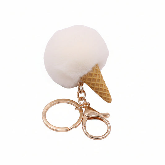 Ice Cream Cone Pom Pom | Bag Charm & Keychain Accessory