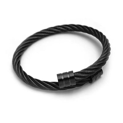 Cable Twist Open Cuff Bracelet | Steel, Black, Gold or Rose Gold | 304 Stainless Steel