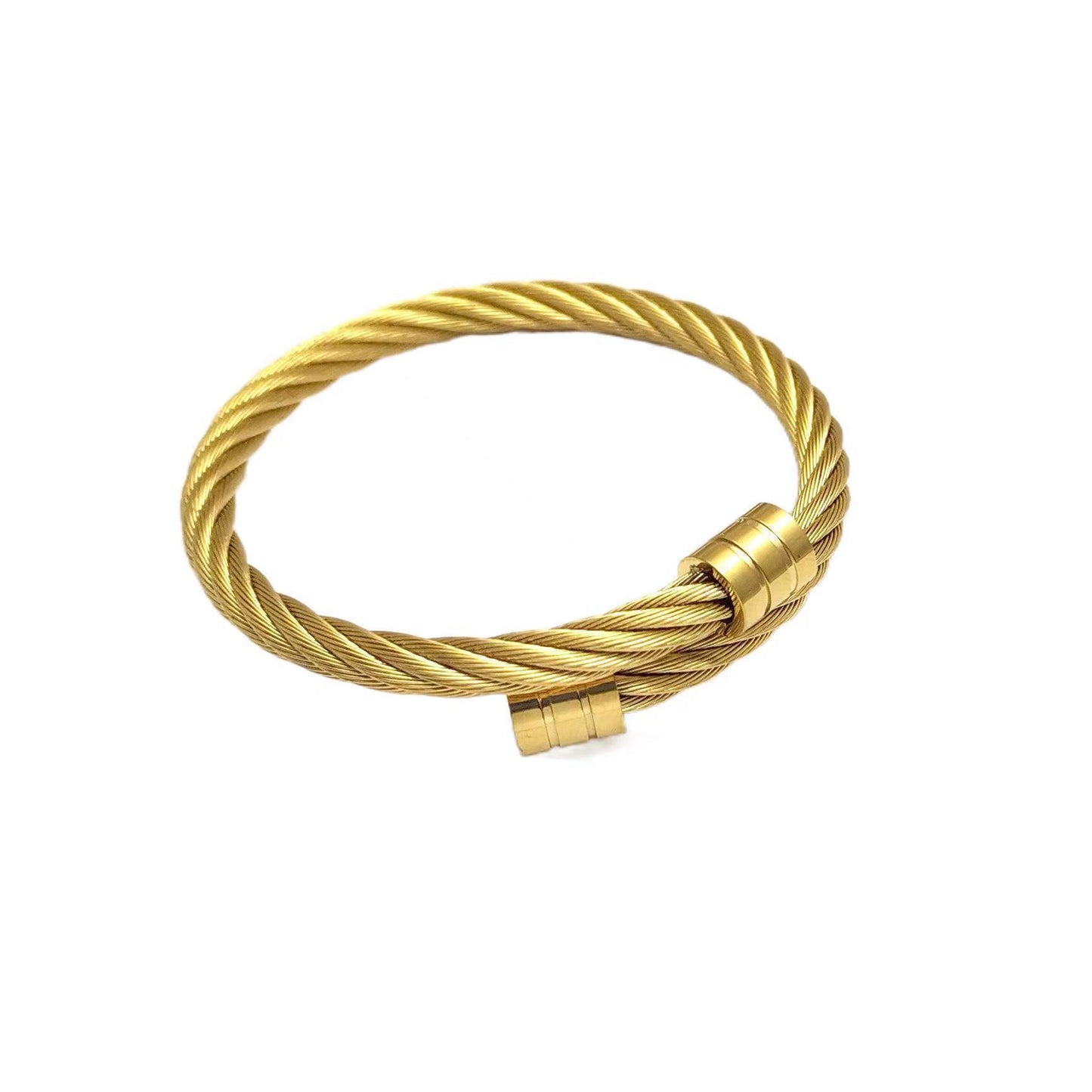Cable Twist Open Cuff Bracelet | Steel, Black, Gold or Rose Gold | 304 Stainless Steel
