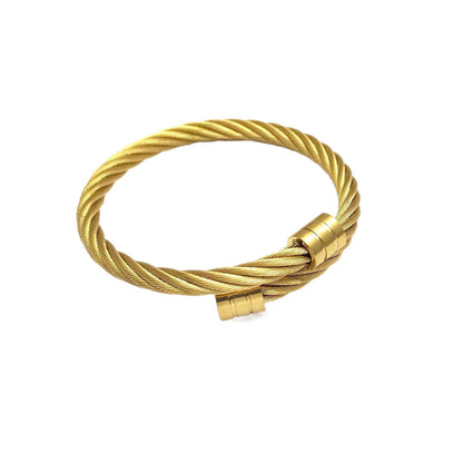 Cable Twist Open Cuff Bracelet | Steel, Black, Gold or Rose Gold | 304 Stainless Steel