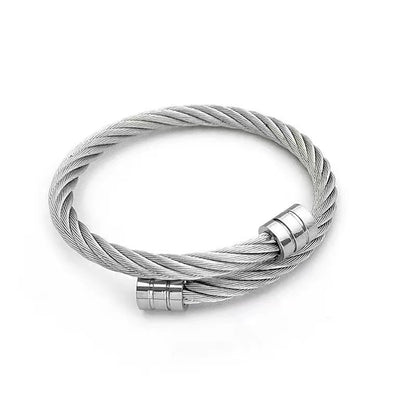 Cable Twist Open Cuff Bracelet | Steel, Black, Gold or Rose Gold | 304 Stainless Steel