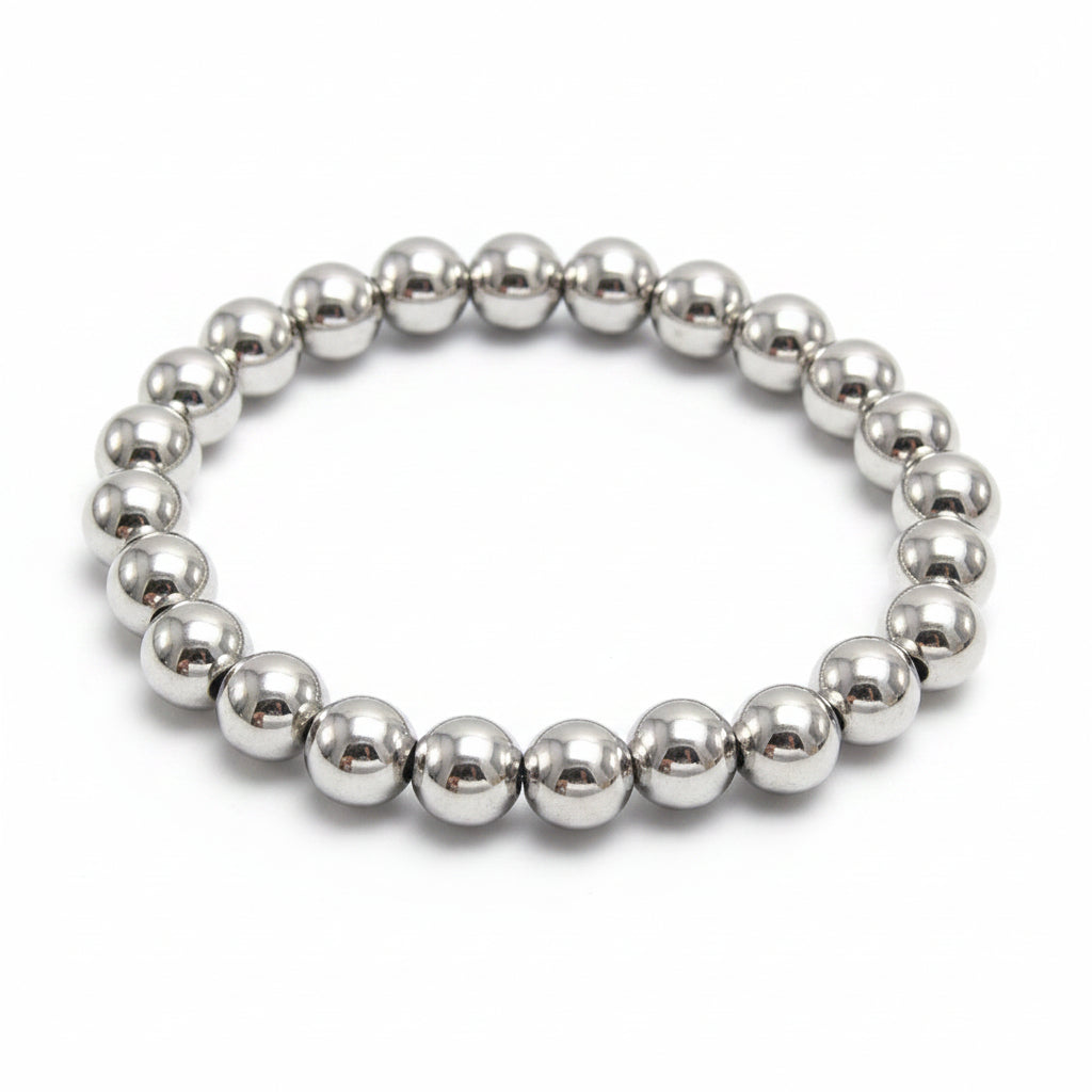 Beaded Stretch Bracelet | 8MM | Gold or Silver | 18K Gold PVD | 304 Stainless Steel