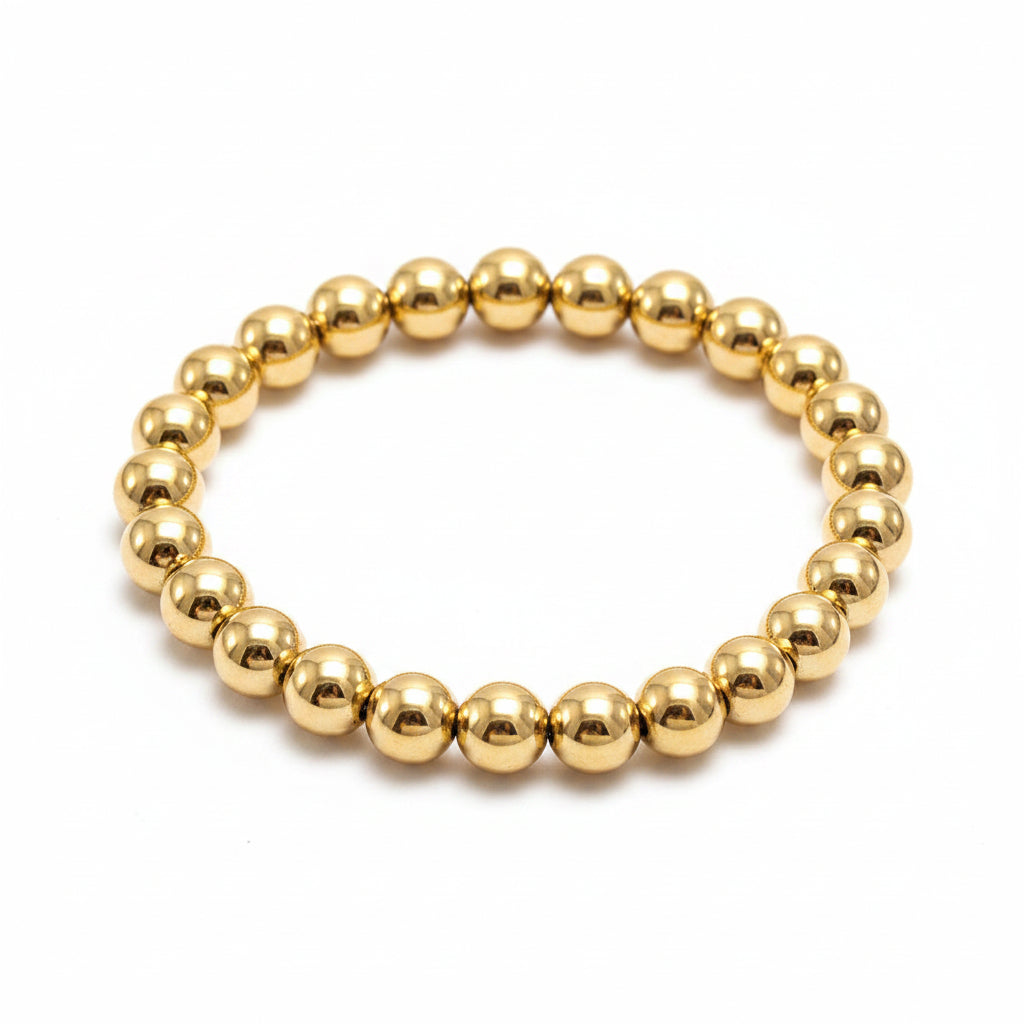 Beaded Stretch Bracelet | 8MM | Gold or Silver | 18K Gold PVD | 304 Stainless Steel