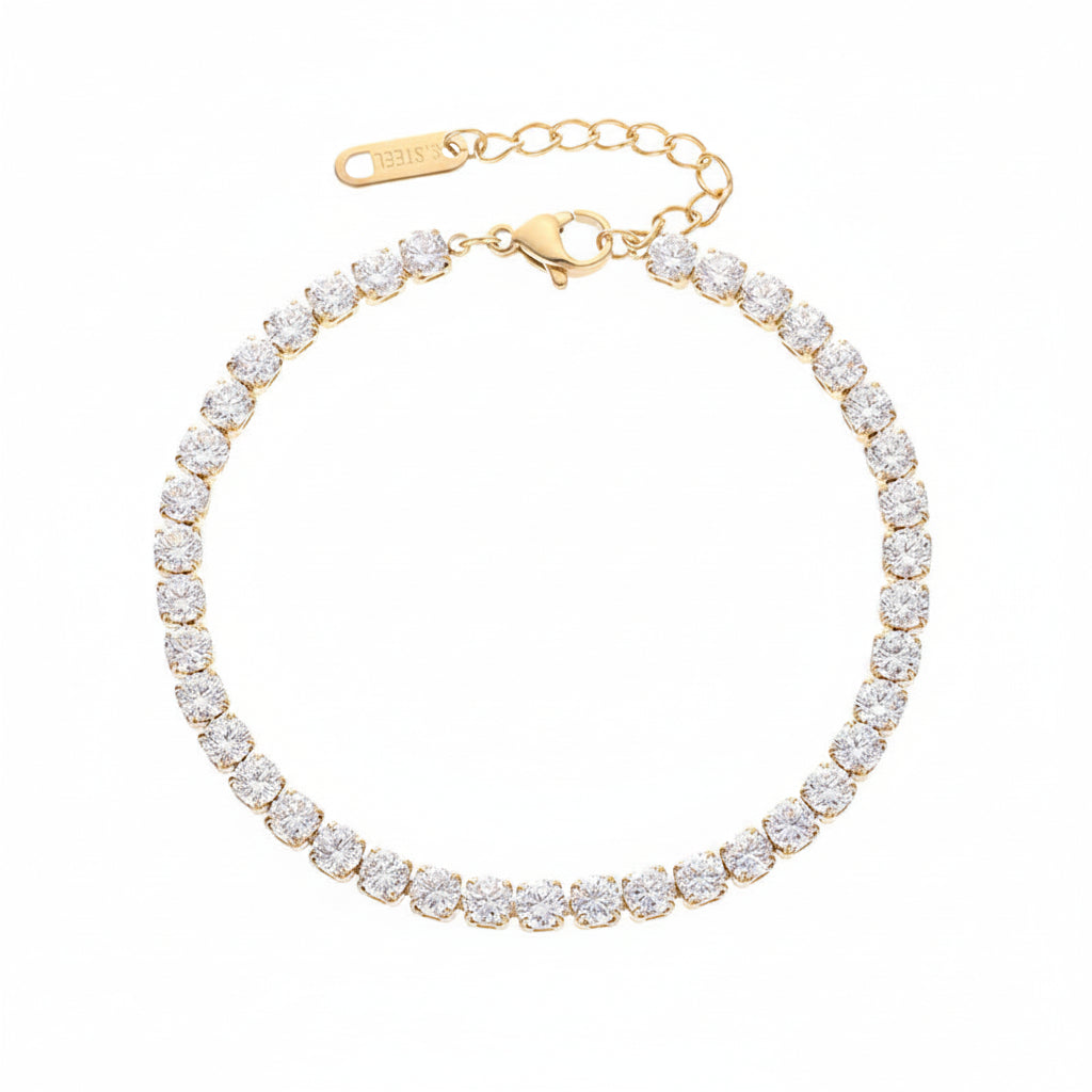 CZ Tennis Bracelet | 4MM | Gold or Steel | 304 Stainless Steel