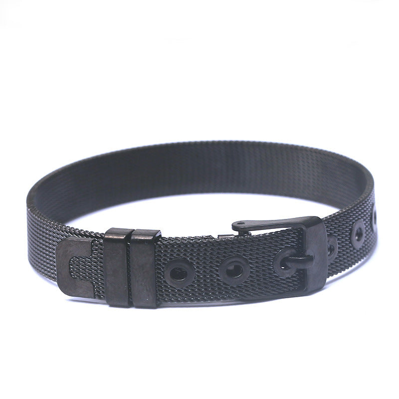 Belted Mesh Bracelet | Black, Gold or Steel | 316L Stainless Steel