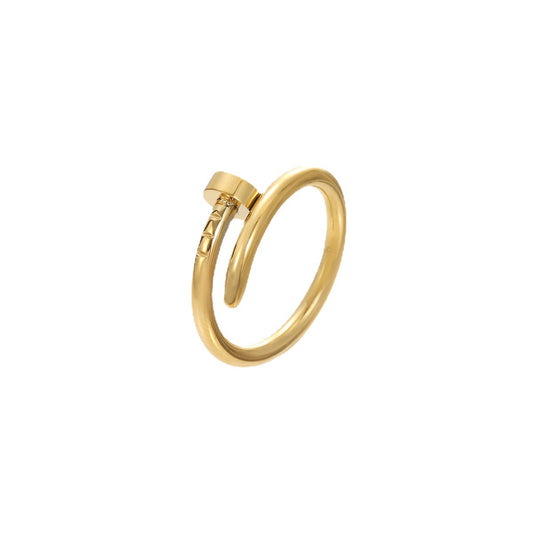 Modern Nail Wrap Ring | Gold or Steel | 304 Stainless Steel