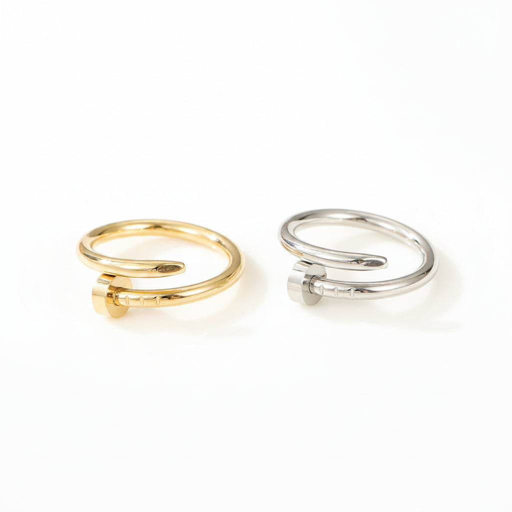 Modern Nail Wrap Ring | Gold or Steel | 304 Stainless Steel