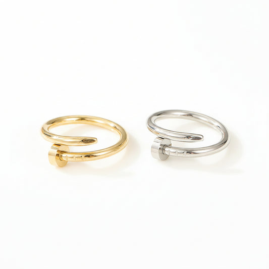 Modern Nail Wrap Ring | Gold or Steel | 304 Stainless Steel