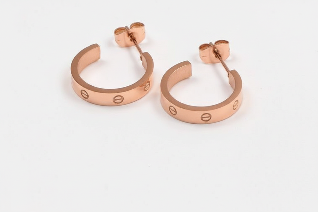 Screw Motif Hoop Earrings | 16MM | Gold, Steel or Rose Gold | 304 Stainless Steel