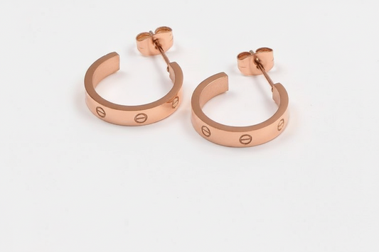 Screw Motif Hoop Earrings | 16MM | Gold, Steel or Rose Gold | 304 Stainless Steel