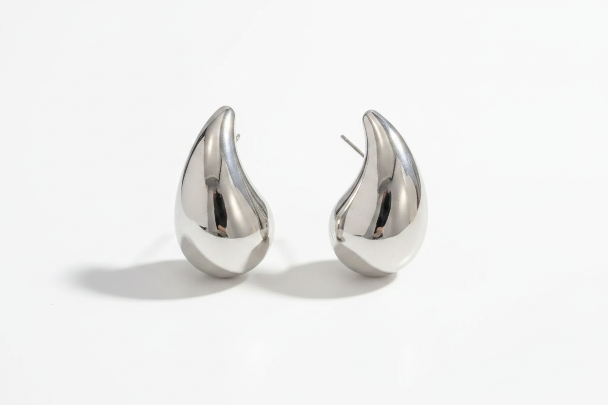 Droplet Stud Earrings | Gold or Steel | 304 Stainless Steel