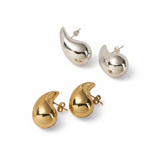 Droplet Stud Earrings | Gold or Steel | 304 Stainless Steel