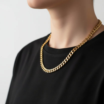 Premium Stainless Steel | 8MM Cuban Link Necklace | Gold