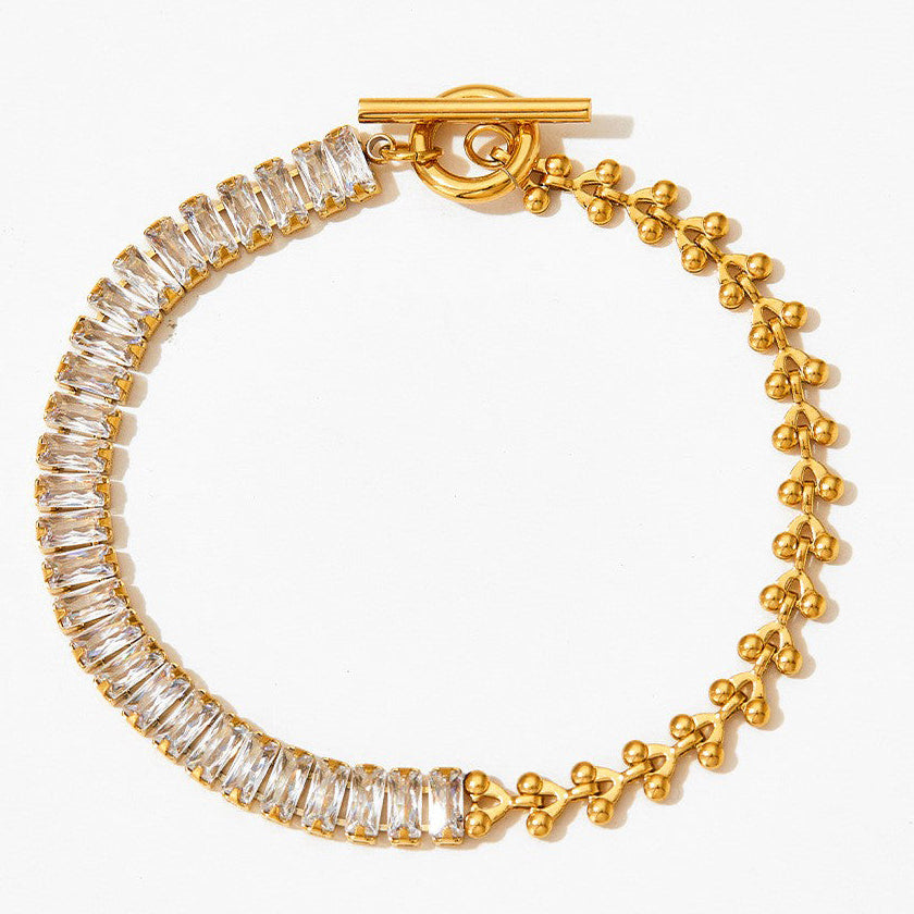 Tapered Chain & CZ Bracelet | 18K Gold PVD | 304 Stainless Steel