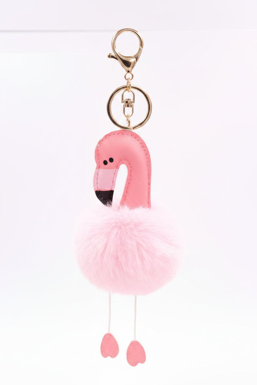 Flamingo Pom Pom Charm | Bag Charm & Keychain Accessory