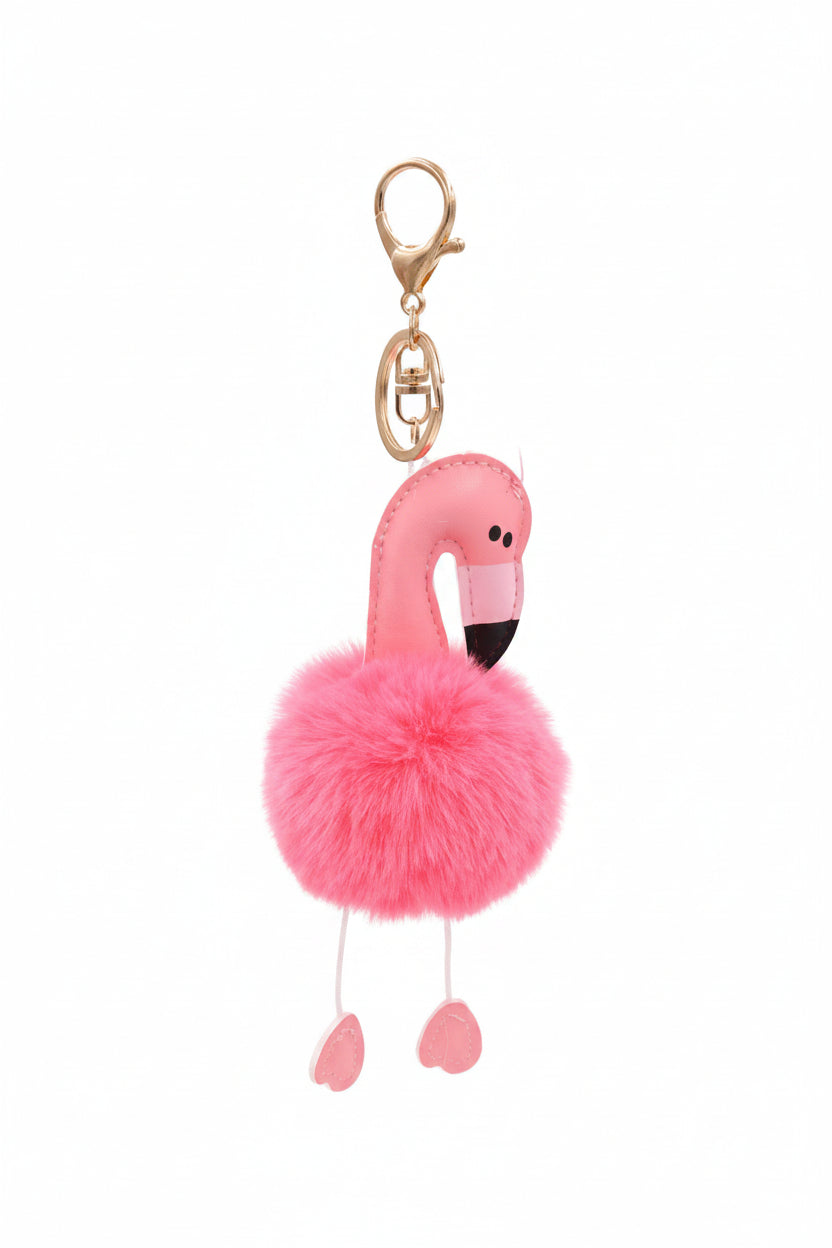 Flamingo Pom Pom Charm | Bag Charm & Keychain Accessory