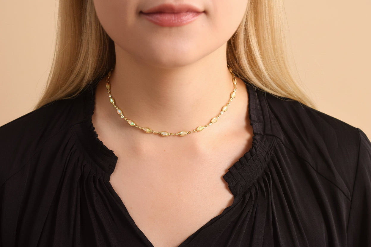 Marquise Opal Choker Necklace | 18K Gold Filled
