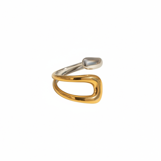 Two-Tone Open Ring | 18K Gold & Steel | 304 Stainless Steel