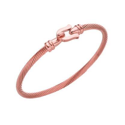 Buckle Cable Twist Bracelet | Black PVD, 18K Rose Gold or Steel | 304 Stainless Steel